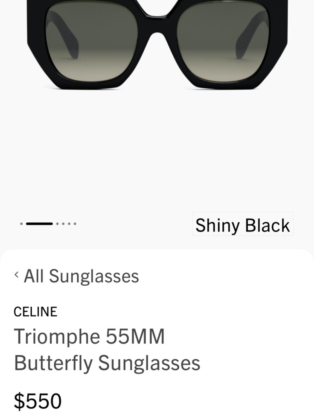 Celine Black Oversized Cat Eye Sunglasses - Picture 4 of 7